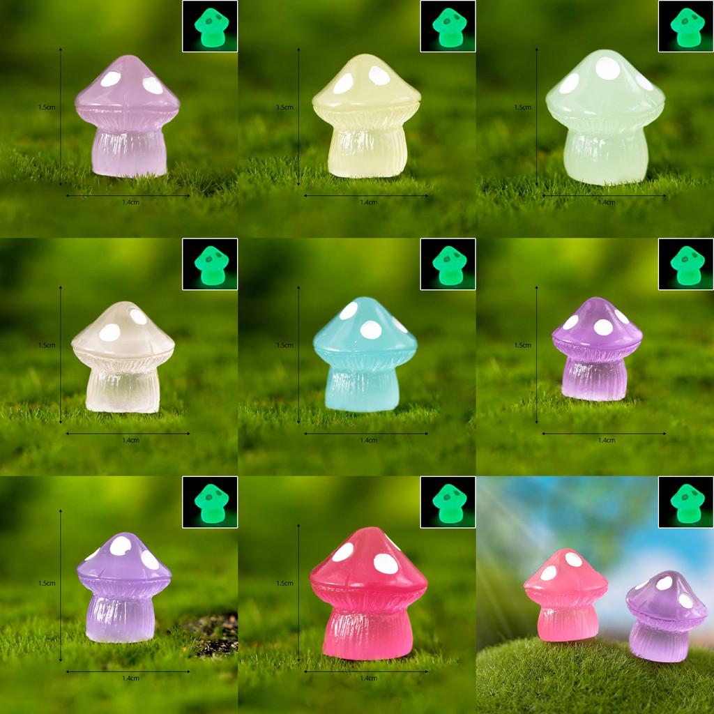 Cute Colorful Glowing Mushroom Resin Decor Luminous Miniature Desk Ornament