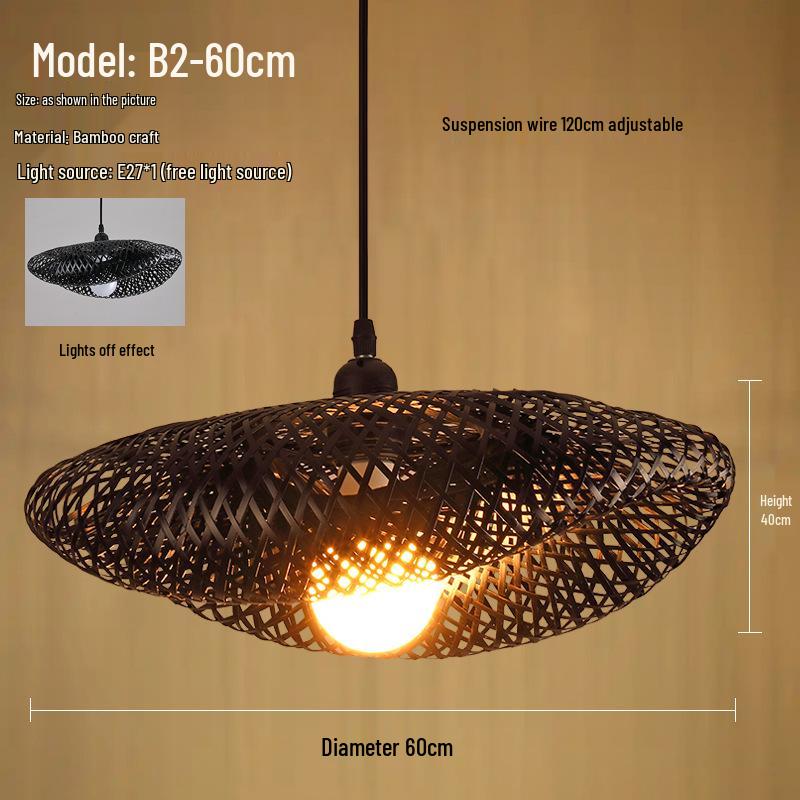 Bamboo Zen Pendant Light: Artistic Bamboo Weave Lantern for Tea Rooms and Tables