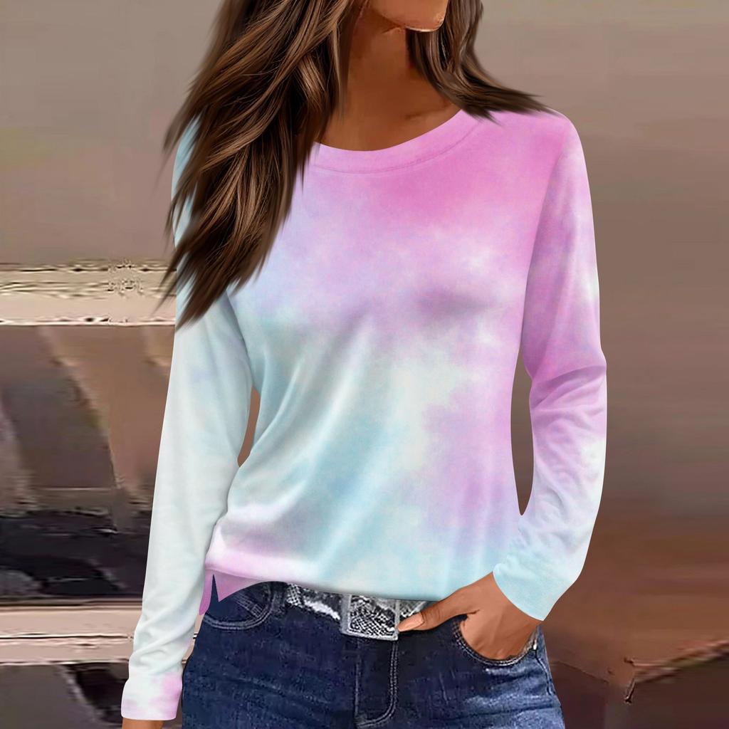 Women's Daily Casual Long-sleeved Printed O-neck Top