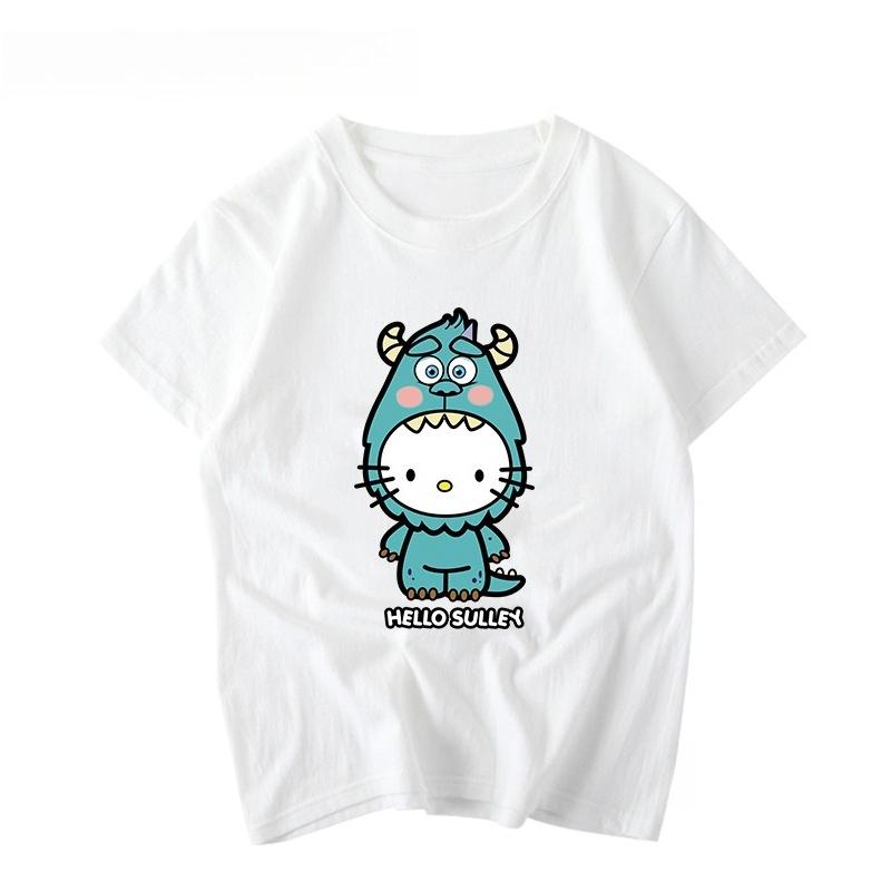

2026 Unisex New Cute Hello Kitty Pattern Printed Top Oversized Unisex Couple Comfortable summer Womens loose Tshirt S