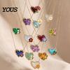 Dainty Pendant Necklace Birthstone Heart Necklace, Birth Stone And Flower Jan To Personalized Jewelry Dec Floral Birthday Gift for Mom Wife