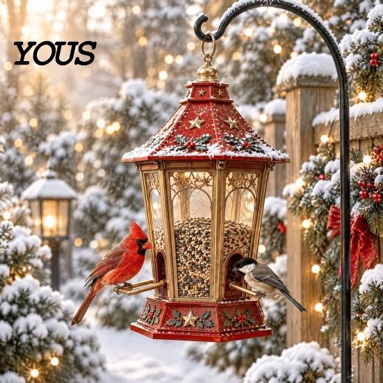 Hängende Vogel-Samenstation für den Außenbereich, Weihnachts-Schneemann-Futterspender, Harz-Dekorativer Wildwetterfester Futterspender-Schmuck für Garten, Hof, Terrasse, Balkon,