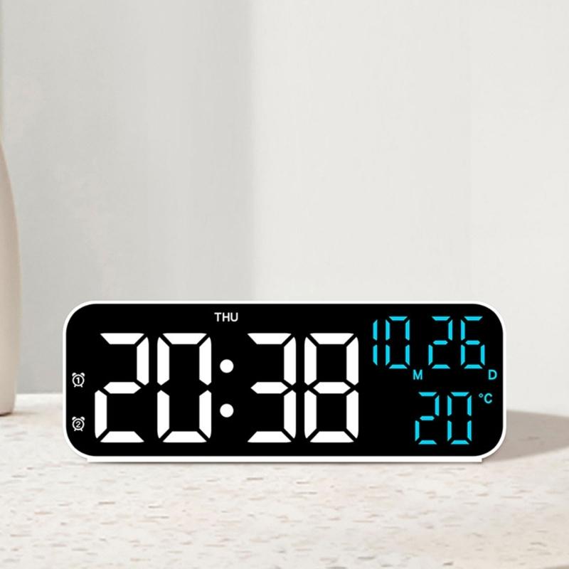 Versatile LED Alarm Clock with Temperature and Humidity Display Durable 12/24 Hour Format and 3 Adjustable Brightness