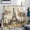 Paris Eiffel Tower Print Flannel Blanket, High quality Comfortable for All Seasons, Home Decor, Warmth and Comfort, Perfect for Christmas Gifts90