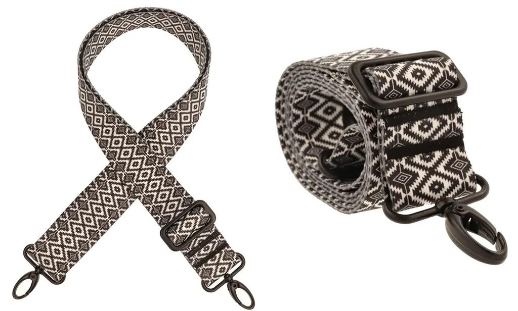 STRAP for handbag 40mm BLACK RHOMBUS adjustable Fasten BLACK MATT