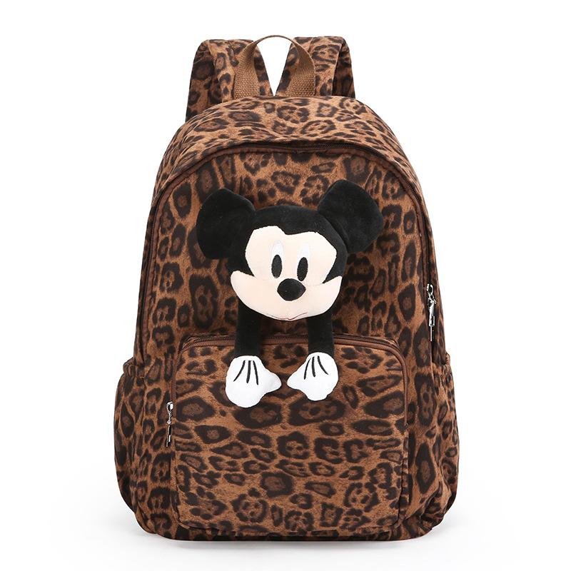 Schoolbag Wholesale Korean Version Versatile Leopard Print Backpack Girl Leisure Backpack Travel Bag Junior High School High School Student Schoolbag