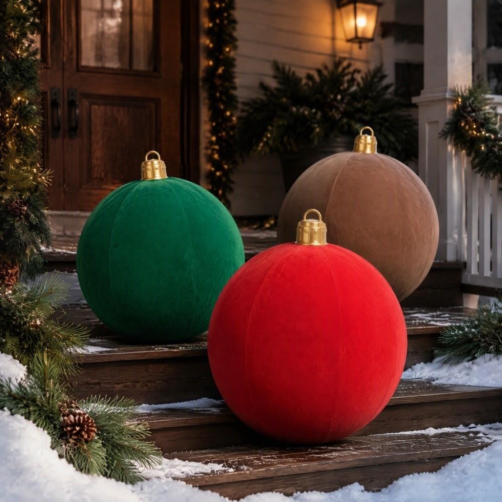 Fabric Covered Flocked Fabric Baubles Inflatable Christmas Decoration Ball Christmas Themed Party