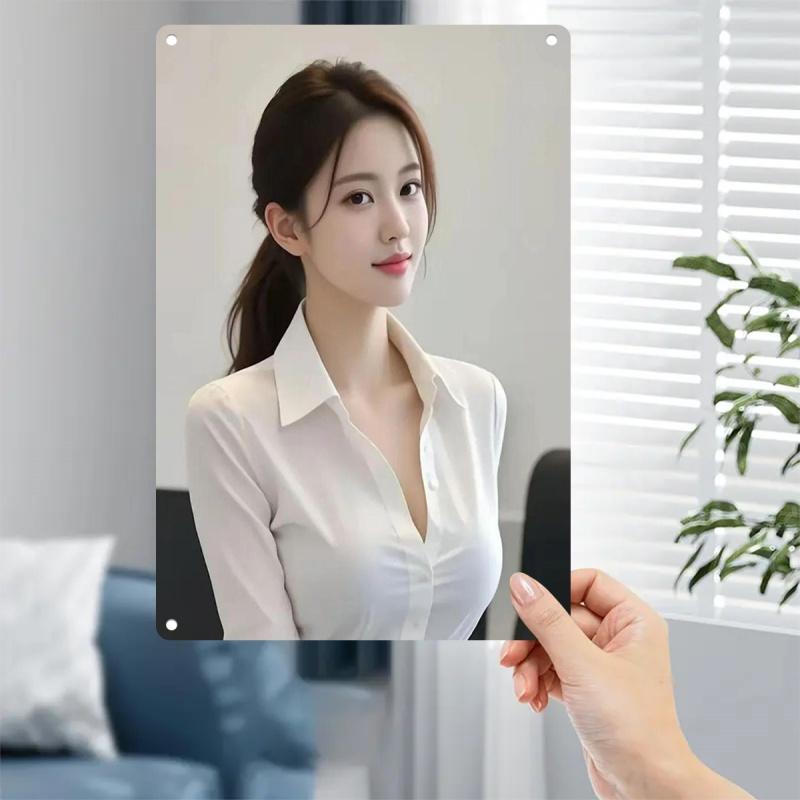 Vintage Metal Wall Sign, Minimalist 2D Wall Art with Smooth Edges, Elegant Metal Poster, D