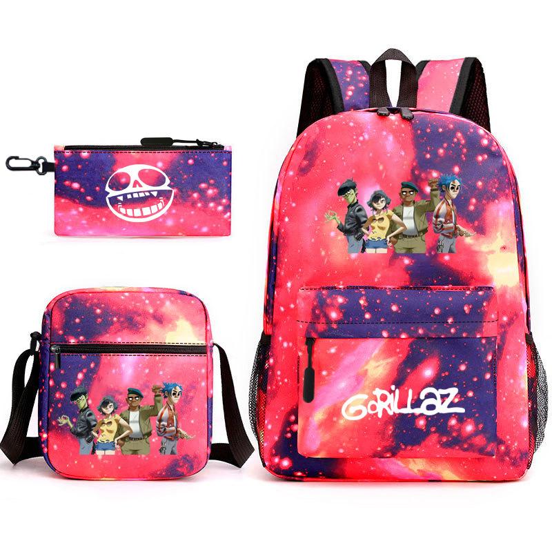 British virtual band trend heat transfer, primary and secondary school students schoolbag Gorillaz children's starry sky three-piece set, teenagers