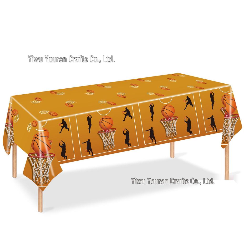 Basketball Slam Dunk Party Set: Disposable Plates, Tablecloth, Napkins & Decorations.