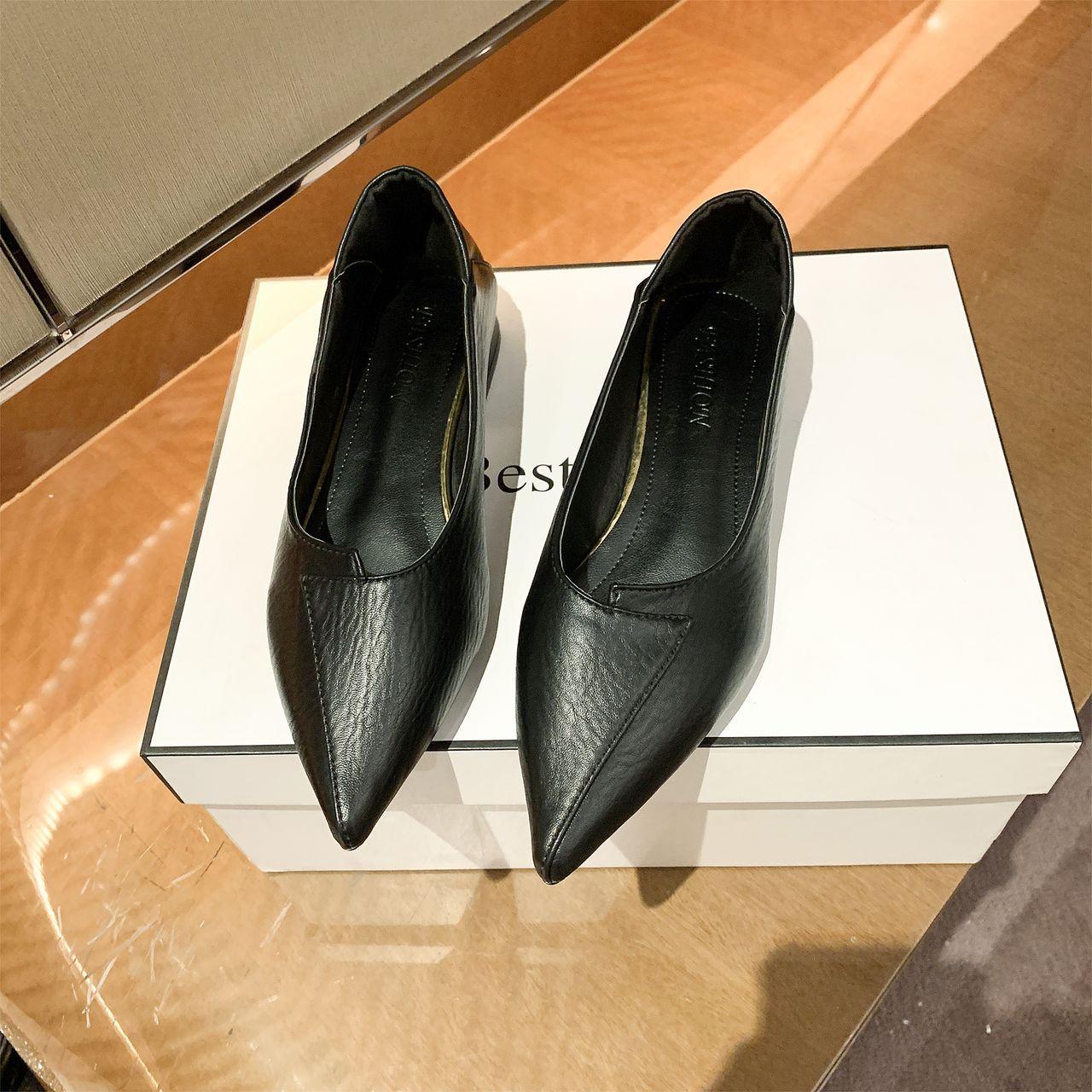 

Туфли-лодочки на среднем каблуке, женские, летние, новые, с мелким вырезом, остроносые, универсальные, рабочие туфли, женская мода и комфорт, два варианта носки, простые туфли-лодочки 39 чёрный