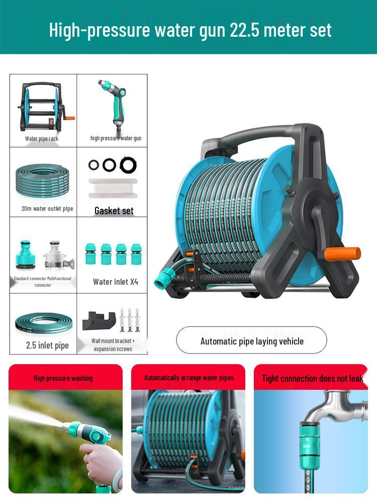 High-Pressure Garden Hose: Versatile Watering & Car Wash Gun with Retractable Reel for Gardening & Home Use