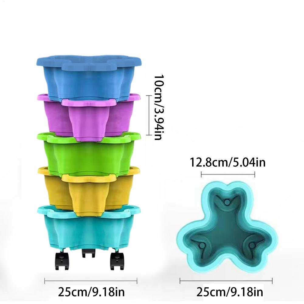Plastic Stackable Vertical Flower Pot Multi-layer Garden Planter Tower with Movable Casters for Strawberry vegetable Growing