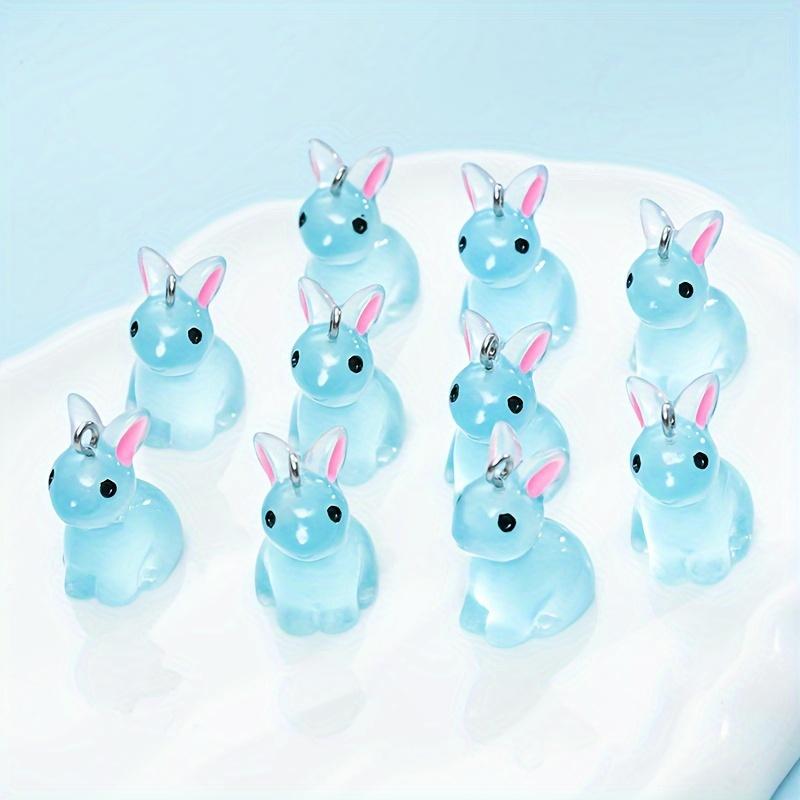 10pcs Cute Bunny Pendant Set, Resin Animal Pendants for DIY Jewelry Making - Earrings and Necklace Supplies