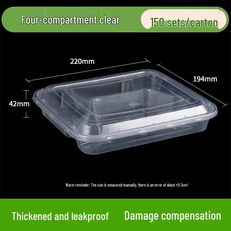 1000ml Disposable 4-Compartment Takeout Food Containers