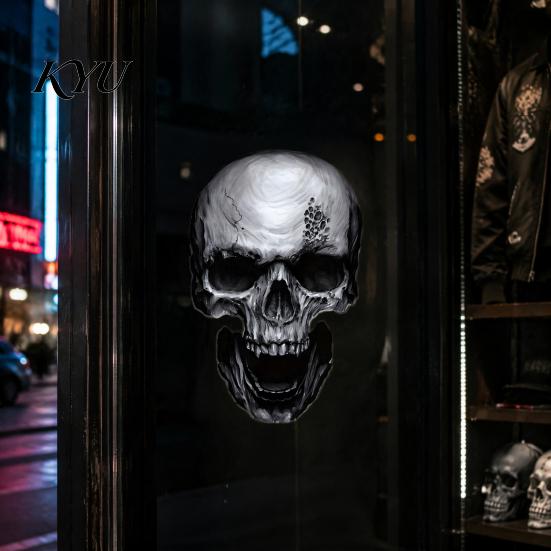 Creative Holiday Gifts for Friends Halloween Skull Static Window Stickers, Realistic Glass Decals, Waterproof PVC Stickers Clings, Removable