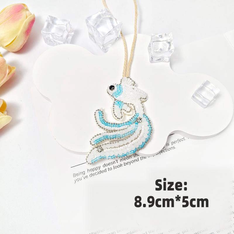 3D Ocean Theme Patches Handmade Rhinestone Beaded Patches with Hanging Rope Crystal Bag Lanyard Patch Beading Applique