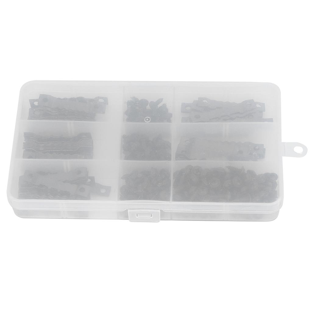 100Pcs Sawtooth Picture Hangers 200Pcs Screws 2Hole Paintings Photos Hanging Hooks Kit Black