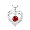White Gold Double-layer Heart Pendant Necklace - Twelve Birthstone Options