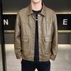 Retro Soft Leather Clothes Men's Motorcycle Jackets Trendy and Handsome Slim Versatile