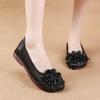 First Layer Cowhide Summer New Soft-soled Beef Tendon Sole Women's Shoes Ethnic Style Flower Genuine Leather Single Shoes Middle-aged Mother's Shoes