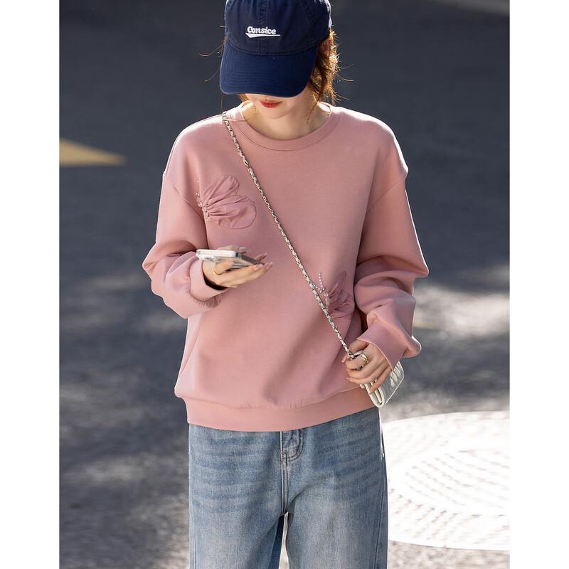 Demana Spring 3D Butterfly Appliqué Beaded Air Layer Sweatshirt