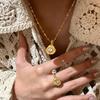 French Romantic Eternal Love Mobius Rose Pendant Necklace Gold Plated Diamond Ring Women Jewelry Set