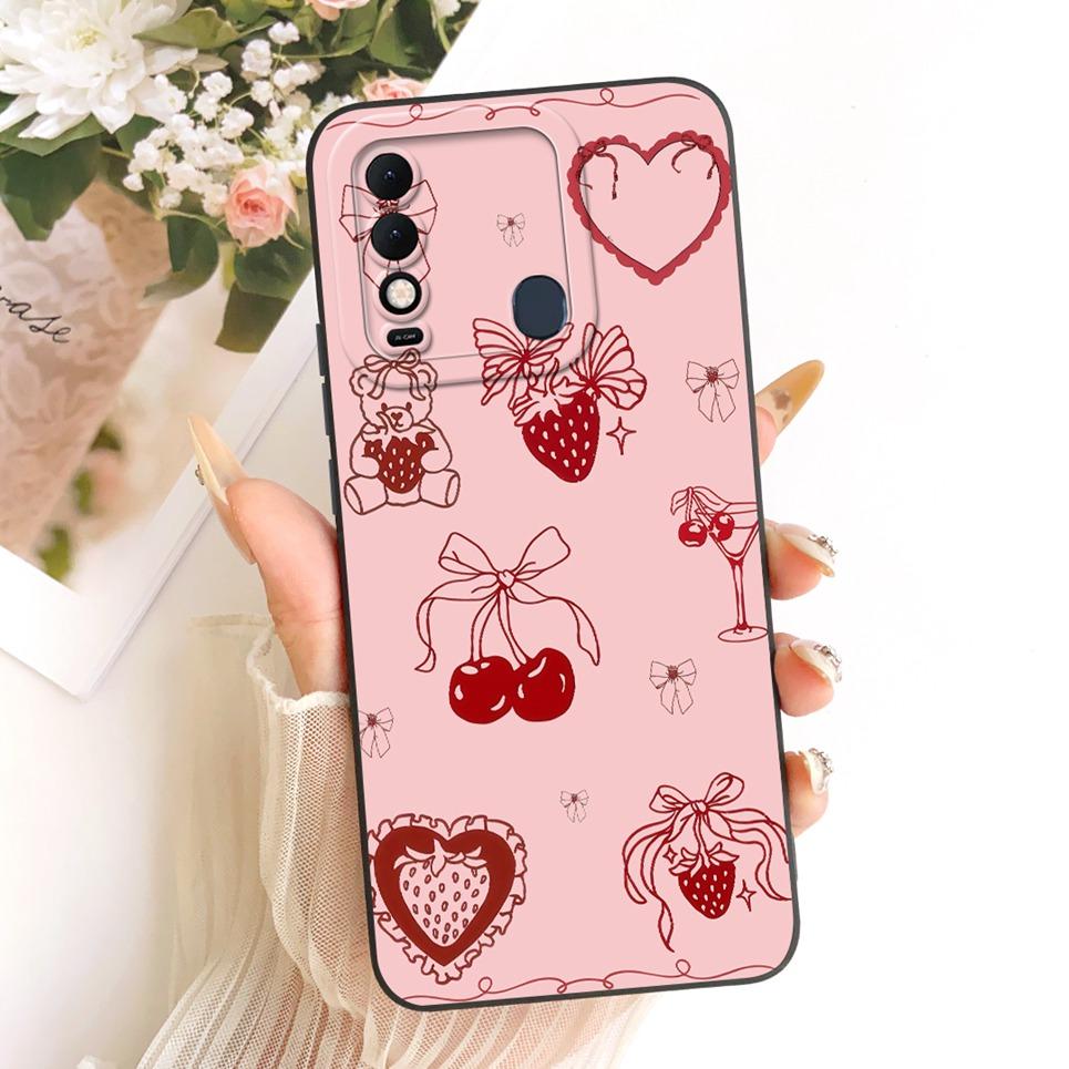 

Daisy Bow Pattern Butterfly Flower Cherry Back Cover For Tecno Spark 8 KG6 Phone Case Soft Silicone Casing On Spark 8T KG6P Tecno Spark 8 8T