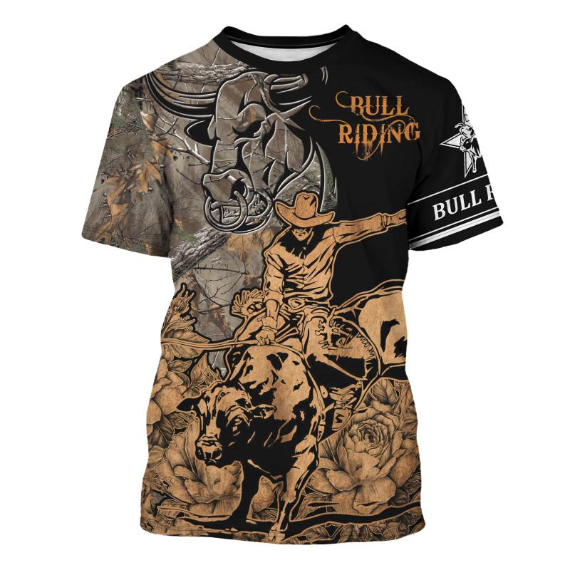 3D Full Print Bull Riding Graphic Men's T-Shirt For Men Summer Short Sleeve Fashion Casual O Neck T Shirt Streetwear Man Gifts