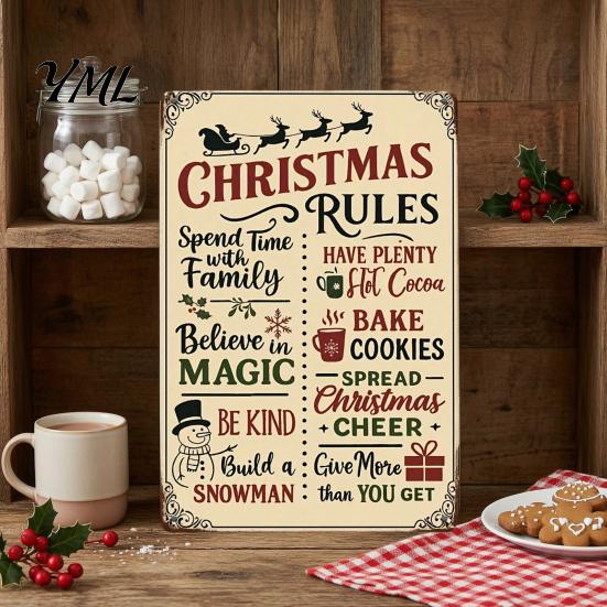 Indoor Outdoor Festive Wall Art Christmas Wood Sign, Vintage Santa's Sleigh Parking Only 2D Retro Wooden Seasonal Ornament Rustic Farmhouse