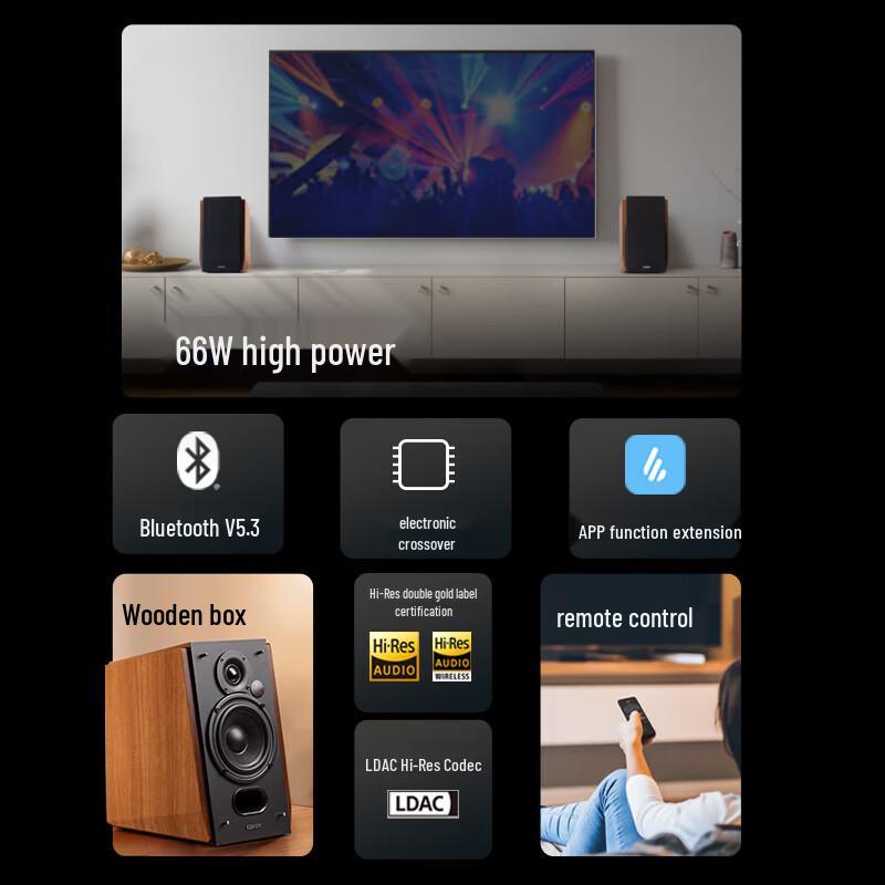 Edifier R1700BT+ Bluetooth 2.0 Desktop Speakers CN plug (adapter included) (CN version)
