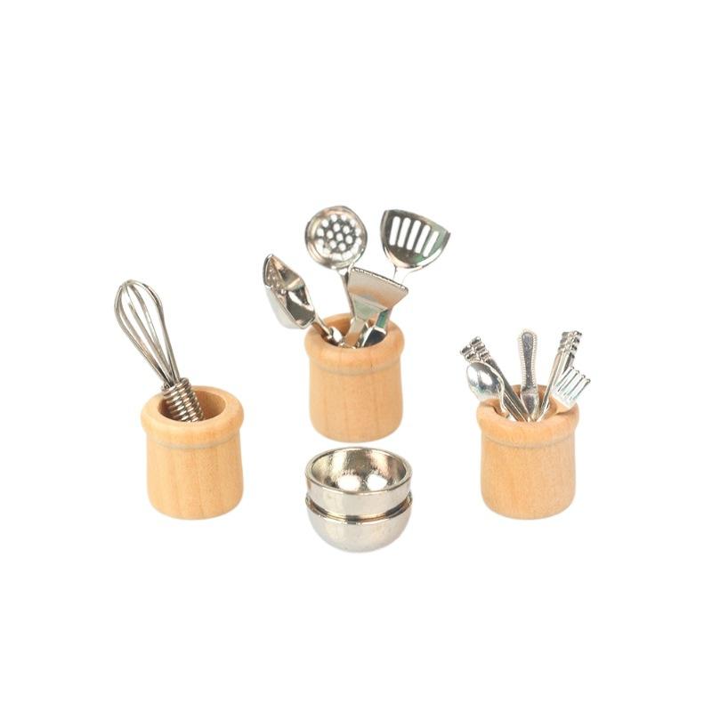Miniature Kitchen Utensils Set 1:12 Scale Dollhouse Cookware Tools Dollhouse Kitchen Decoration Micro Scene Pretend Play