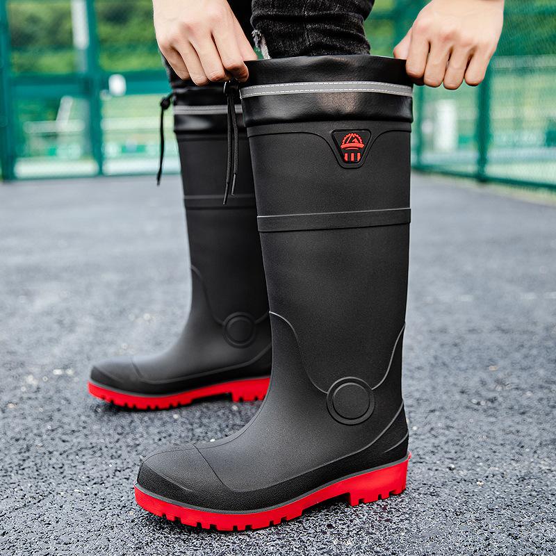Men's Rain Boots Outdoor Non-slip Fishing Boot Steel Toe Waterproof Work Boots Mid-calf Rubber Boots for Men Platform RainBoots