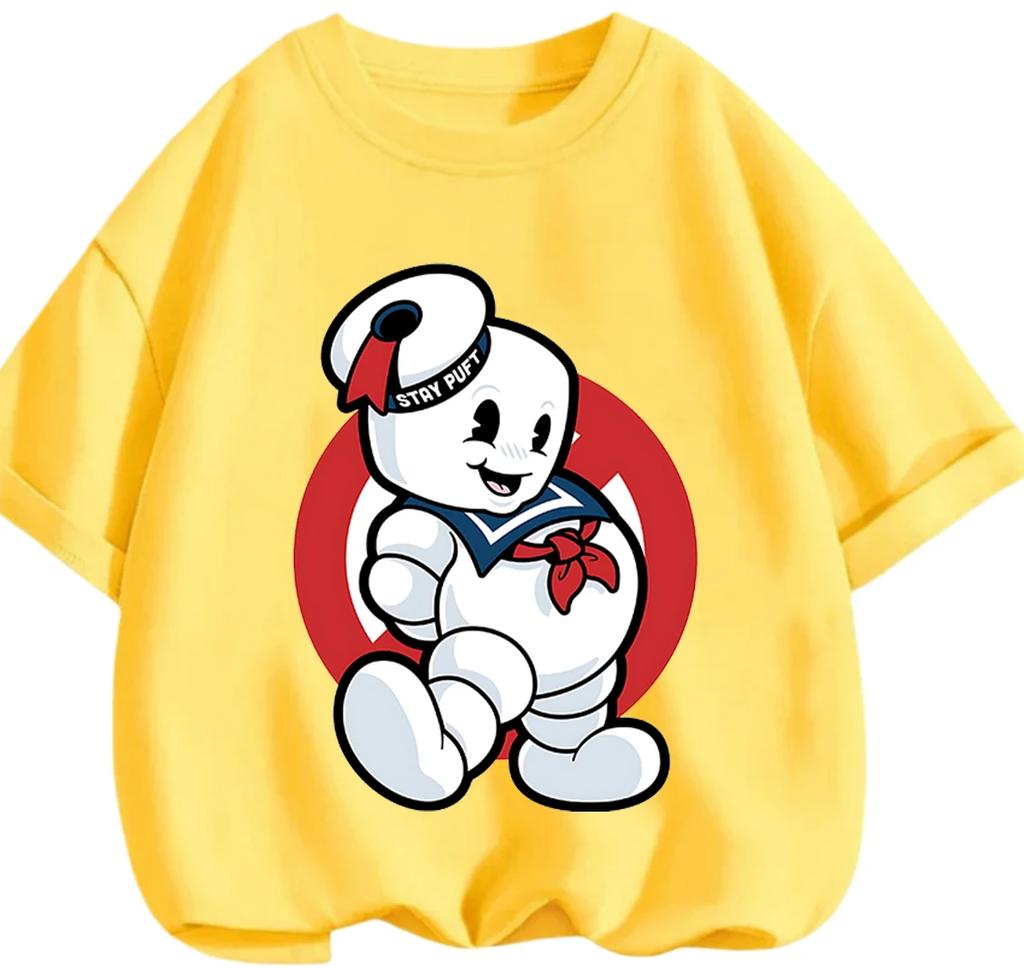 Cute Printed T Shirt Ghostbusters Trendy Cartoon Style Breathable Fabric Casual Tops For Kids 3 14 Years Old