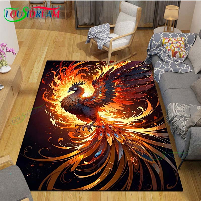 Popular Mythical Beast Phoenix Printed  Carpet Living Room Anti-Skid Area Rug Kids Bedroom Mats Yoga Mat Carpet Decor Gift