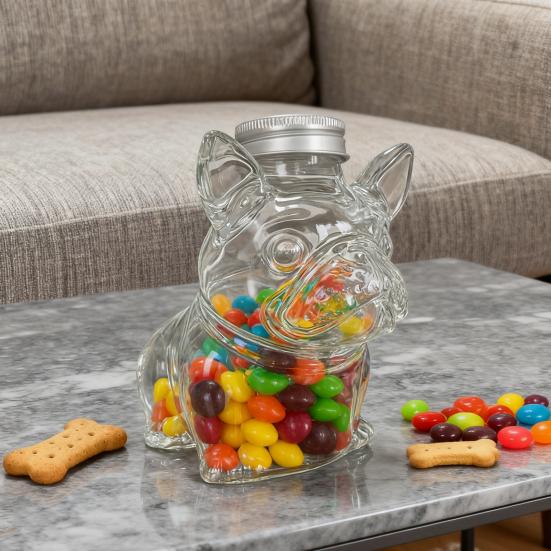Animal Shape Glass Candy Jar Airtight Pet Treat Container for Kitchen Storage Transparent Canister for Cookies Coffee Snack