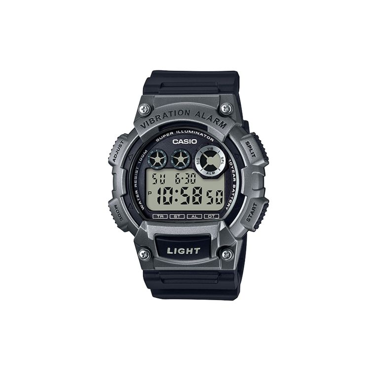 Casio Youth 100 Meters Waterproof Quartz Movement Resin Strap Watch Men watches Black W-735H-1A3 Black Strap
