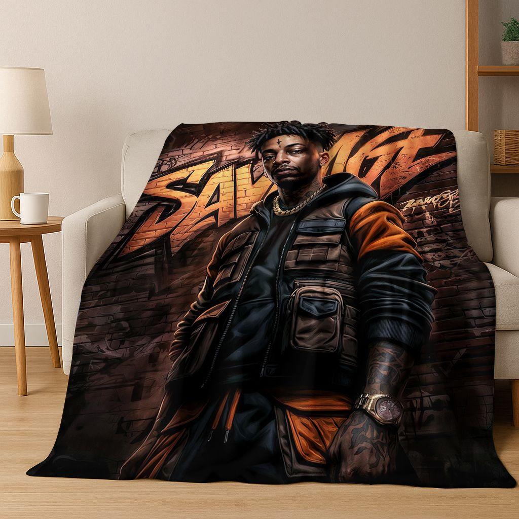 

2026 New Legend Rappers Star Art Cartoon Hip Hop Flannel Blanket,Cozy Soft Throw Blanket for Home Bedroom Bed Sofa Cover Gift 75x90cm