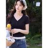 Lu Xiangnan Evening Breeze Whispers Elegant Slim V-Neck T-Shirt