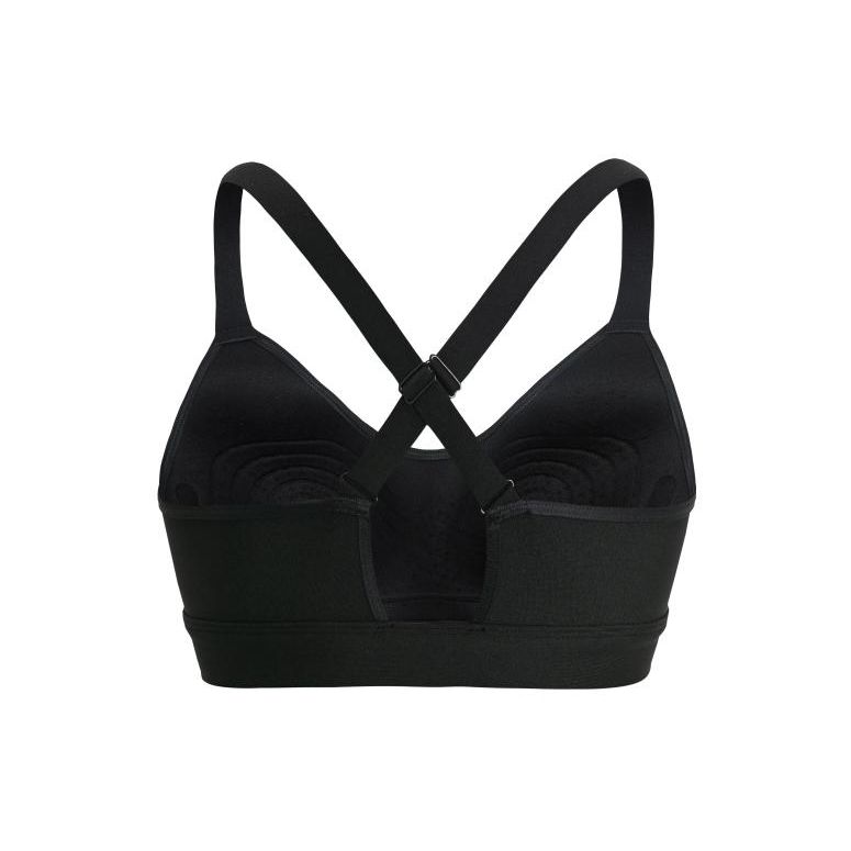 Under Armour Continuum Solid Color Logo Embroidery Crossback Medium Support Sports Bra Women Sports Bra Black 1372559-001