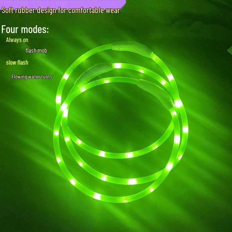 USB dobíjecí LED obojek pro psa s portem typu C pro noční viditelnost