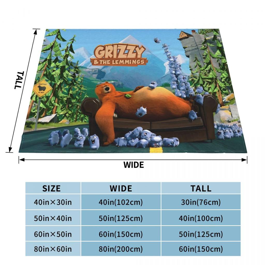 Grizzy Beer Cartoon Blanket Cover Flannel Throw Blanket Home Couch Decoration Soft Warm Bedspreads
