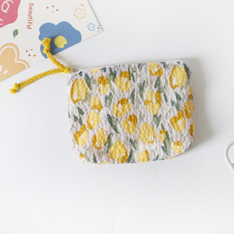 Mini Cotton Floral Organizer Bags for Women Bag Small Fabric Cosmetic Make Up Bag Little Purse Coin Pouch Children Cosmetic Case