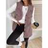 Women's Lapel Sleeveless Vest Oversized Fit Solid Color Single Button Pocket Winter Fleece Gilet