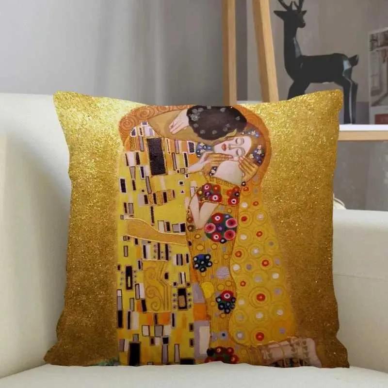 Klimt Pillow Cover Polyester Printed Art Cushion Case Sofa Home Decor Xcm Bedroom Living Room Throw Pillowcase Gift