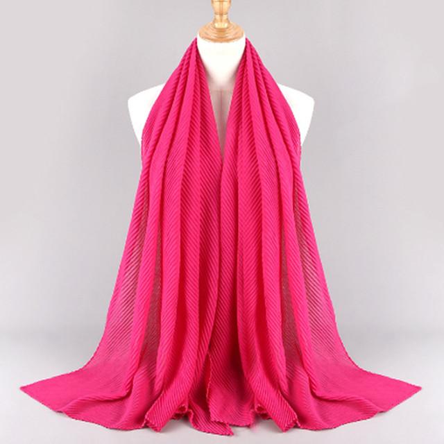 HongBiTu Frauen Reine Farbe Schal Wrap Schal Stola Falten Streifen Hals Wraps Islam Muslim WJ005