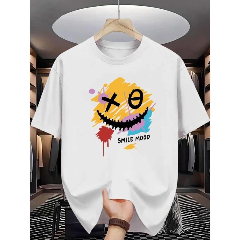 

Европейские размеры Футболка для мужчин Smile Mood | Цветной Граффити Улыбающееся Лицо Принт, Чистый, Премиальная Печать, Долговечный, Повседневная Мода, Круглый Вырез S белый
