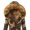 Buttons Closure Long Sleeve Women Coat Waist Drawstring Plush Hooded Fleece Lined Camouflage Print Overcoat Outerwear