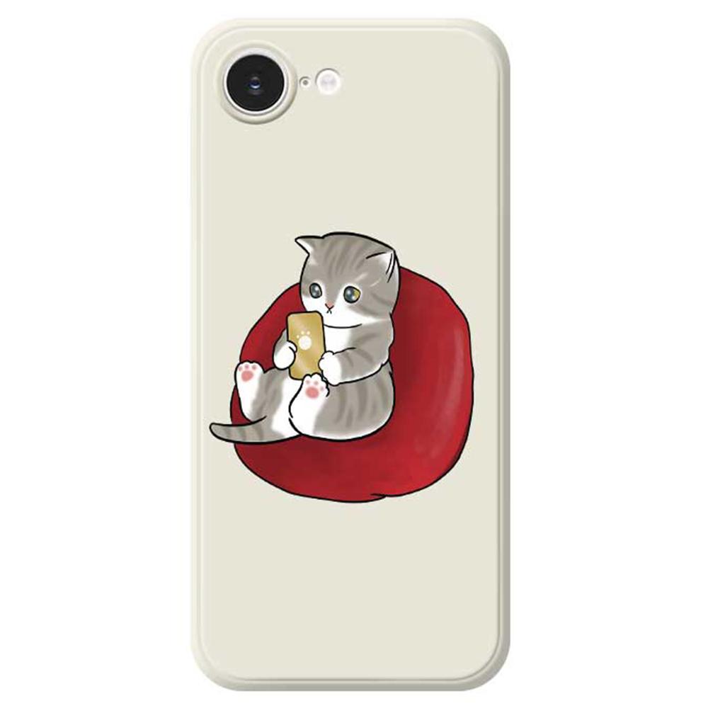 For iPhone 16e Case Casual Cat Pattern Printing Straight Edge TPU Phone Back Cover