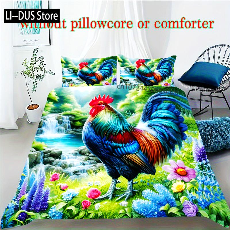 2/3D Digital Dream Catcher Rooster Duvet Cover Set Soft Comfortable Breathable-Bedroom Guest Room Decor - Student Dormitory